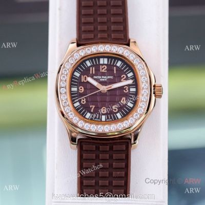 Best Replica Patek Philippe Aquanaut Lady Watches Diamond Bezel Chocolate Dial 1