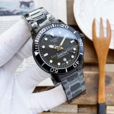 Buy High Quality Replica Tissot Seastar All Black Watch 45mm For Men 1