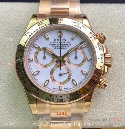 Highest Quality Rolex Daytona 7750 Chrono 904L Rose Gold White Watch 40mm 1