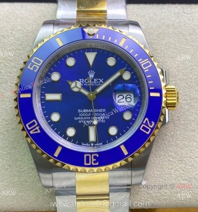 (JVS) Swiss Grade Rolex Submariner 41mm JVS Factory swiss 3235 Wrist 2-Tone Blue Dial 1