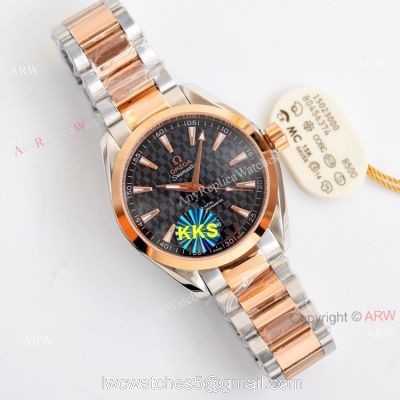 New Omega Aqua Terra 150m Black Dial Two Tone Rose Gold Automatic Copy Watch 41 1
