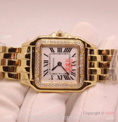 High Quality Cartier Panthere de Watch Yellow Gold Diamond Bezel 27mm 1