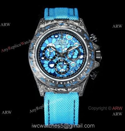 2021 New! Swiss Replica Rolex Daytona TW 7750 Watch Carbon-Lime Blue Dial 40mm 1