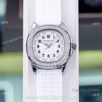Best Replica Patek Philippe Aquanaut Lady Watches Diamond Bezel Silver Case 1