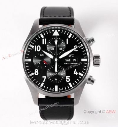 ZF Factory V2 IWC Pilots Replica Watch Swiss 7750 Black Leather Strap 1