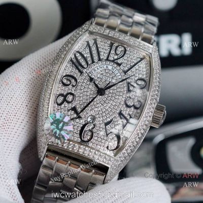 Copy Franck Muller Cintree Curvex Stainless Steel Diamond Face Watch 43mm 1