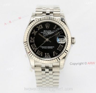 1:1 EW Factory 31mm Rolex Datejust Black Dial Roman Numerals Swiss Replica Watch 1