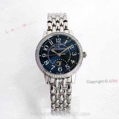 (GF) Swiss knckoff Jaeger Lecoultre Rendez-Vous Moon Blue Dial Watch with Diamonds 1