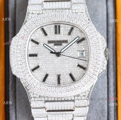 Swiss Grade One Patek Philippe Iced Out Nautilus 9015 Watch Full Diamond 1