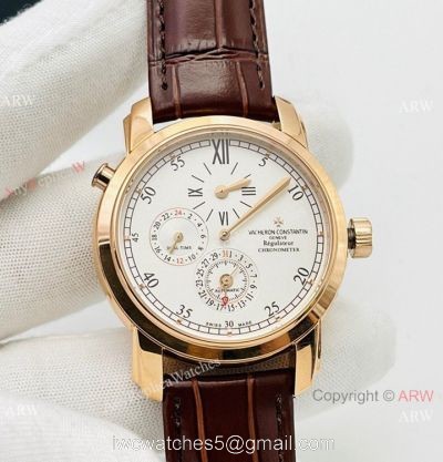 TWS Factory 1-1 Copy Vacheron Constantin Malte Dual Time Regulateur Watch 9015 Rose Gold White Dial 1