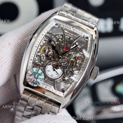 Copy Franck Muller Cintree Curvex Stainless Steel Skeleton Dial Watch 43mm 1