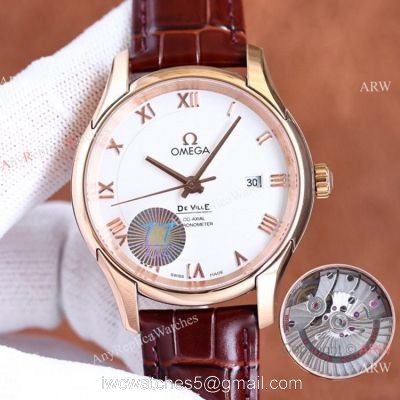 Swiss Quality Omega De Ville Prestige Watches Citizen 8215 Rose Gold Case 1