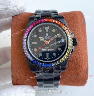Swiss Grade High End Replica Roex Blaken Yacht Master 40mm All Black Rainbow Watch 1