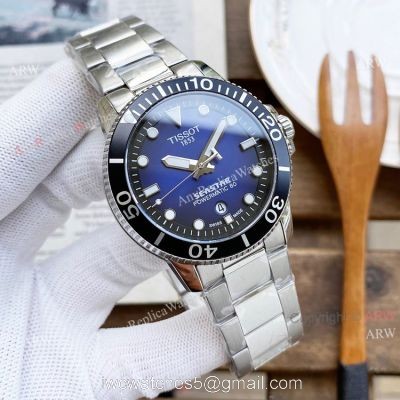 New Tissot Seastar 1853 Blue Face SS Replica Watch For Men 45mm 1