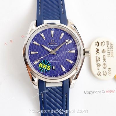 New Omega Aqua Terra 150m Blue Dial With Blue Rubber Band Swiss Replica Watch 41 1