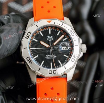 New Tag Heuer Aquaracer 43mm Automatic Replica Watch Special Edition Orange Rubber Band 1