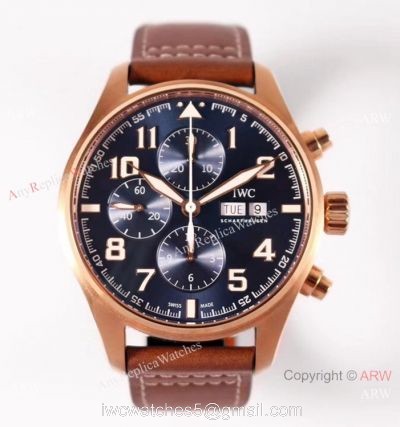 ZF Factory V2 IWC Pilots Chronograph IWC3777 Rose Gold Case Bucherer Blue Dial 1