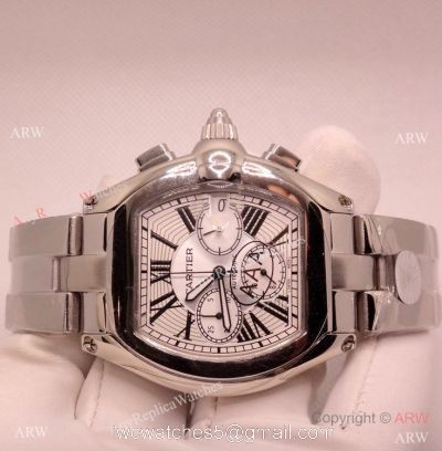Clone Cartier Roadster de Stainless Steel Chronograph Watch 45mm Swiss Grade Case 1