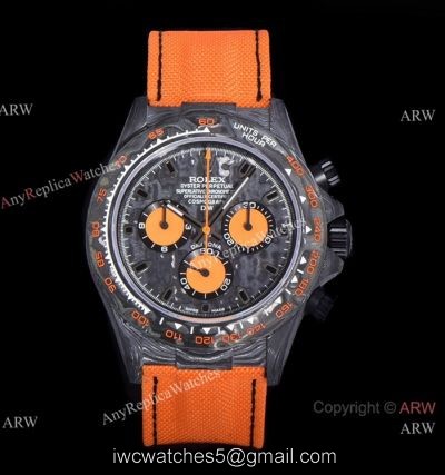 NEW! TW Super Clone Rolex DIW Daytona 7750 Watch 40mm Carbon Orange Fabric Leather Strap 1