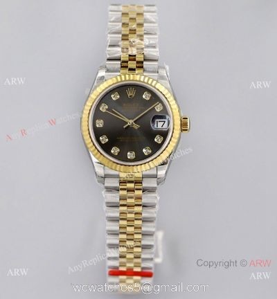 (EW)Swiss Clone Rolex Datejust 31 Jubilee Watch 2-Tone Rhodium grey Dial 1
