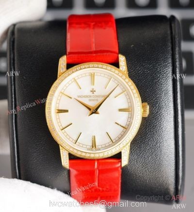 NEW! Swiss Grade Vacheron Constantin Traditionnelle Ultra Thin Women Watch 9015 Gold Diamond 1