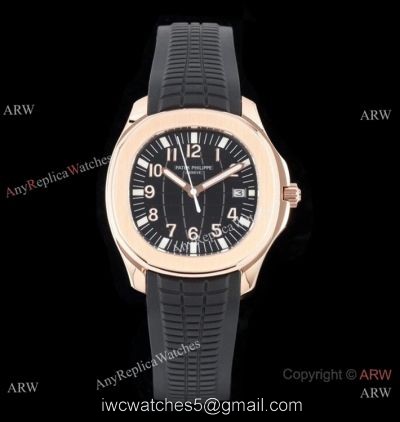 Swiss Quality Copy Patek Philippe Aquanaut Rose Gold Black Dial Citizen 8215 Watch 1