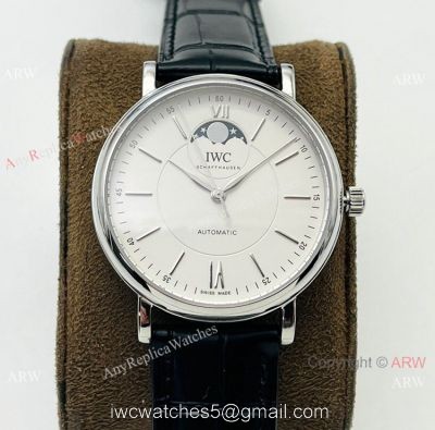 Swiss Replica IWC Portofino Moon watch IWS Factory Cal 35800 Watch Black Leather Strap 1
