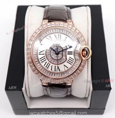 Best Replica 42mm Cartier Ballon Bleu Rose Gold Watch With Diamonds 1