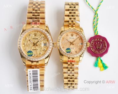 All Gold 28mm/36mm Replica Rolex Datejust Watch Citizen 8215 Movement 1
