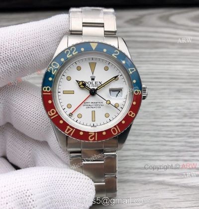 Replica Vintage Rolex GMT-Master 6542 White Face Asia 2836 Rolex Oyster Watch 1