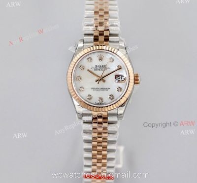 EW Factory Swiss Super Clone Rolex Datejust White Mop Dial With Diamond Markers Jubilee Watch 31mm 1