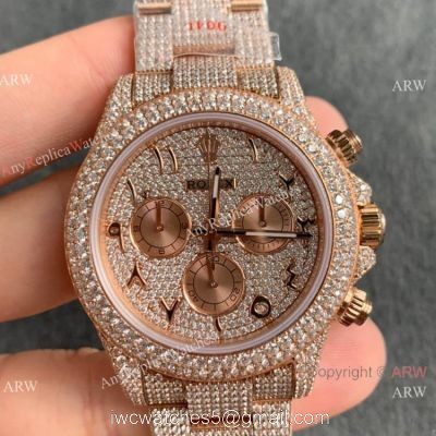 Replica Watch JVS Factory Rolex Iced out Daytona Watch Arabic Scripts Markers 1