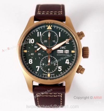 ZF Factory V2 IWC Pilots Chronograph IWC3777 Bronze Case Military Green Dial 1