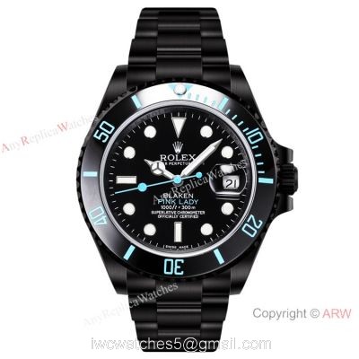 2021! Super Clone Rolex Blaken Submariner Pink-Lady Watch Cal.2824 DLC Steel 1