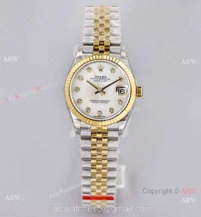 (EW)Swiss Clone Rolex Datejust 31 White Mop Dial Jubilee Watch 2-Tone Fluted Bezel 1