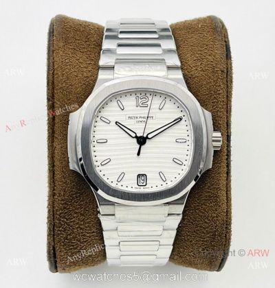 3K Factory 1:1 Best Edition Patek Philippe Nautilus Ladies 34mm Watch Silver Steel White Dial 1