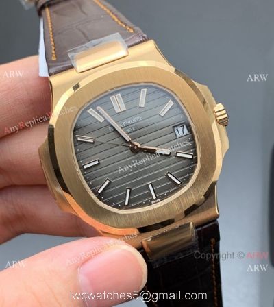 3K Factory Patek Philippe Nautilus 5711R Rose Gold Brown Leather Strap 1