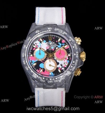 NEW! Super Clone Rolex DIW Daytona Carbon Motley Wrist Yellow Gold Crown TW Factory 7750 1