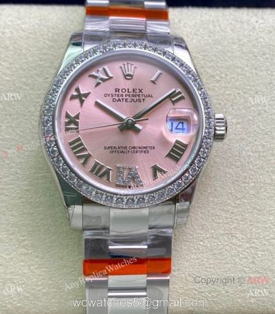 Swiss Grade Rolex Datejust Ss Oyster 31mm Watch Pink Dial TW Swiss 2836 Movement 1