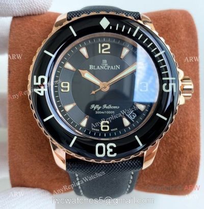 Best Copy Blancpain Fifty Fathoms Rose Gold Watch Citizen 8215 Movement 1