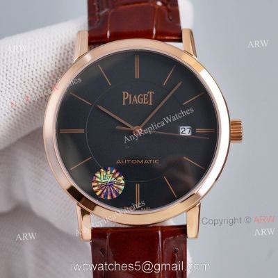 Swiss Grade Piaget Altiplano Black Face Brown Leather Strap Asia Swiss ETA2824 Clone Watch 1