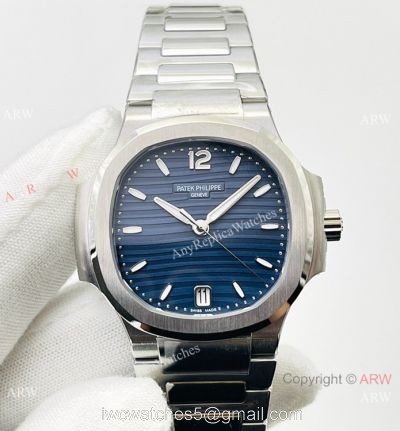 3K Factory 1:1 Best Patek Philippe Nautilus Ladies Cal.324 Watch Blue Face 34mm 1