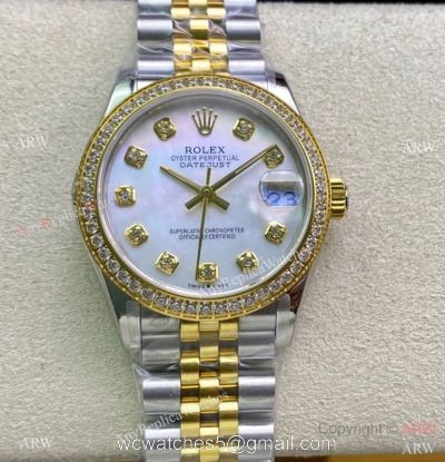 Swiss Copy Rolex Datejust I Two Tone Mop Dial Diamond watch 31mm Mid-size 1