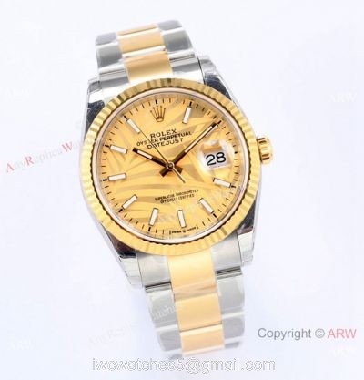 (EW) EW Factory Swiss 3235 Rolex Datejust 36 Gold Palm 2021 New 2-Tone Oyster Bracelet 1