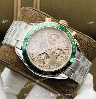 2021 New! Swiss Omega Speedmaster 7750 Watch Green Bezel Stainless Steel 1