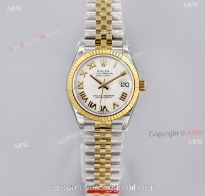 Superclone EW Factory Rolex Datejust 31 White Face Two Tone Jubilee Watch 1