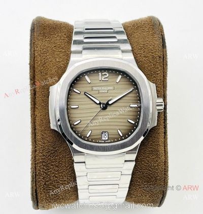 3K Factory 1:1 Replica Patek Philippe Nautilus Ladies 34 Watch Silver Steel Gray Dial 1