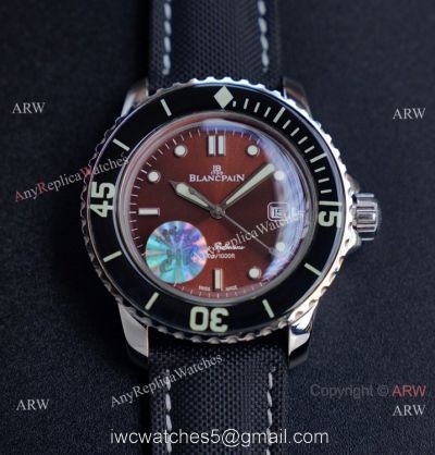 JH Replica Blancpain Fifty Fathoms Swiss Watch Stainless Steel Chocolate Dial 45mm 1