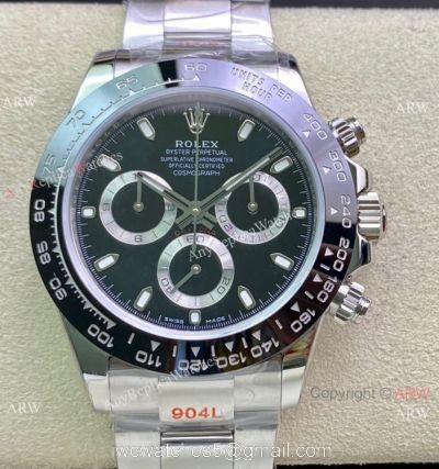 Swiss Copy Rolex Daytona A7750 Chronograph Watch 904L Steel Black Dial Ceramic Bezel 40mm 1