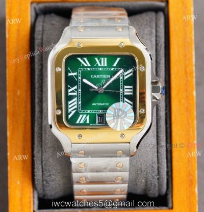 New Green Dial Cartier Santos Dumont XL Two Tone Replica Watch For Men 1